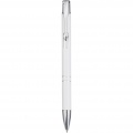 Moneta Druckkugelschreiber aus Aluminium (Blaue Tinte), Weiß