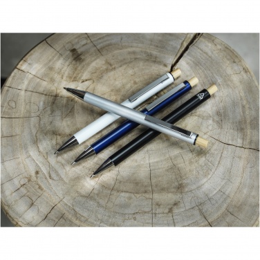 Logotrade Werbeartikel das Foto: Cyrus Kugelschreiber aus recyceltem Aluminium (blaue Tinte)