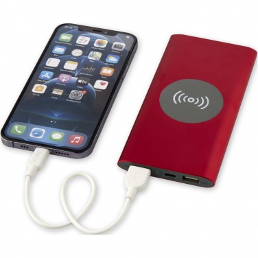Logotrade Firmengeschenke das Foto: Juice 8000 mAh Typ-C kabellose Powerbank aus recyceltem Aluminium