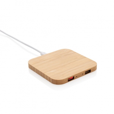 Logotrade Logogeschenke das Foto: 5W-Wireless-Charger aus Bambus mit USB