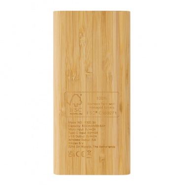 Logotrade Werbegeschenke das Foto: 8.000mAh Bambus-Wireless-Powerbank