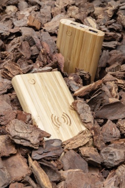 Logotrade Firmengeschenke das Foto: 8.000mAh Bambus-Wireless-Powerbank