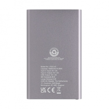 Logotrade Firmengeschenke das Foto: 4.000mAh Type-C Powerbank aus RCS recyeltem ABS & Aluminium