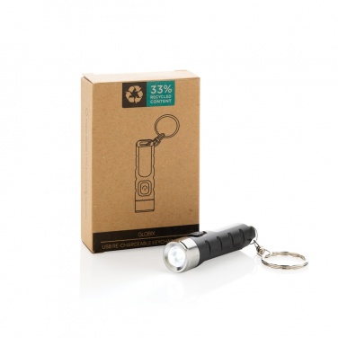 Logotrade Werbeartikel das Foto: Globix USB Schlüsselanhänger-Taschenlampe aus RCS rABS