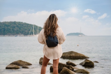 Logotrade werbemittel das Foto: Impact AWARE™ Rucksack aus recyceltem Denim mit Kordelzug