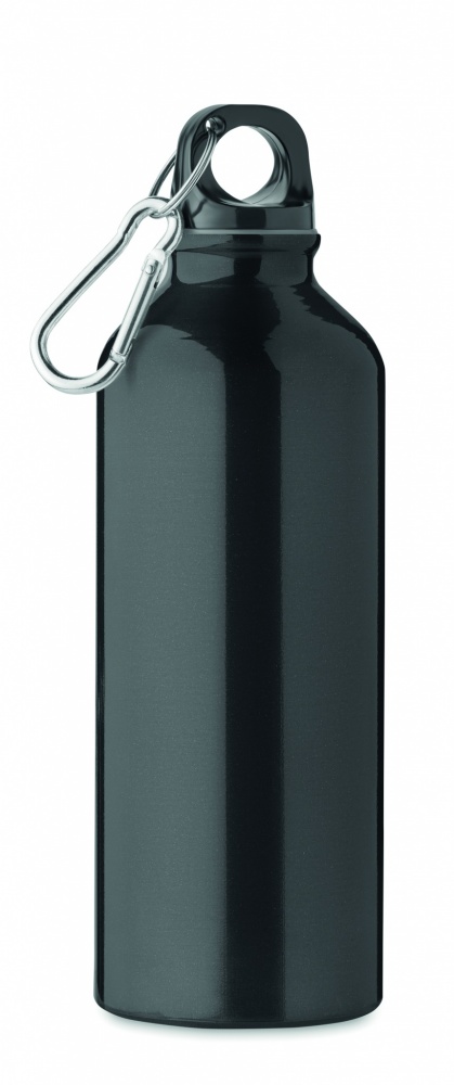 Logotrade werbemittel das Foto: Einwandige 500-ml-Wasserflasche aus recyceltem Aluminium mit Karabiner