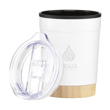 Logotrade Geschäftsgeschenke das Foto: Kobe Bamboo RCS Kaffeetasse aus recyceltem Stahl, 350 ml