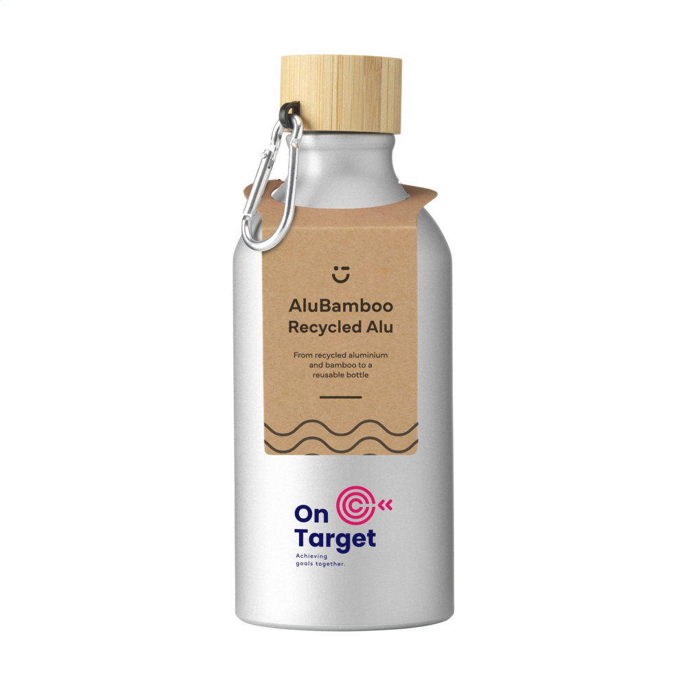 Logotrade Geschäftsgeschenke das Foto: AluBamboo GRS Recycled Alu 500 ml Wasserflasche