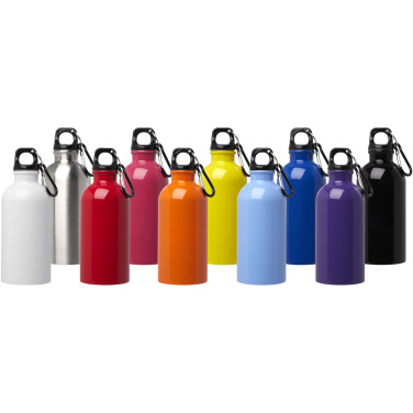Logotrade Werbegeschenke das Foto: Oregon 400 ml RCS-zertifizierte, einwandige Trinkflasche aus Edelstahl mit Karabinerhaken