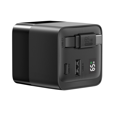 Logotrade Werbeartikel das Foto: Urban Vitamin Mendocino 65W GaN-Charger mit einziehb. Kabel