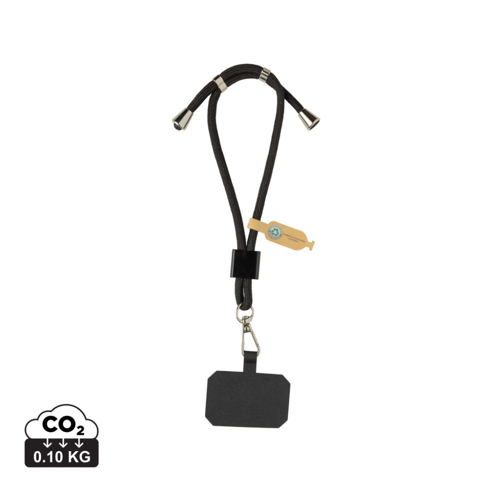 Logotrade Werbeartikel das Foto: CarryLoop verstellbares Handy-Armband aus RCS rec. PET