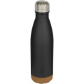 Cove 500 ml doppelwandige, vakuumisolierte Trinkflasche aus Edelstahl mit Korkdetails, Tiefschwarz