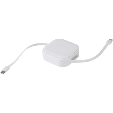 Logotrade Geschäftsgeschenke das Foto: Gloas Aufrollbares 5 in 1 Kabel aus Recyclingmaterial mit Datensynchronisierung und 100 W Schnellladefunktion sowie Smartphone Toolkit