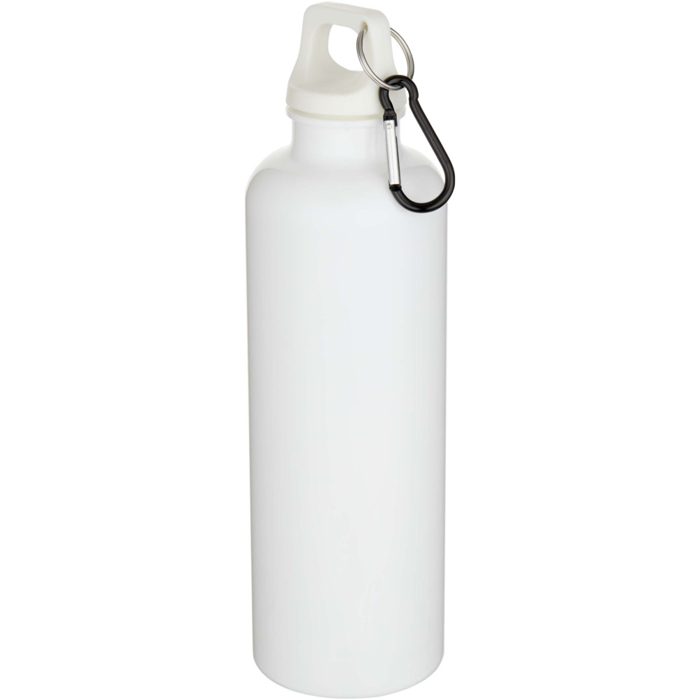 Logotrade Logogeschenke das Foto: Oregon 750 ml einfarbige RS-zertifizierte Wasserflasche aus recyceltem Kunststoff mit Karabinerhaken