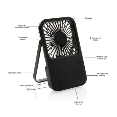 Logotrade werbemittel das Foto: Aervina wiederaufladbarer Tischventilator aus RCS rec. ABS