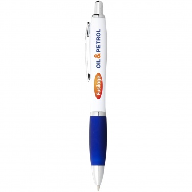 Logotrade promotional giveaway image of: Nash ballpoint pen with white barrel and coloured grip