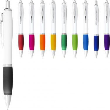 Logotrade advertising products photo of: Nash ballpoint pen with white barrel and coloured grip