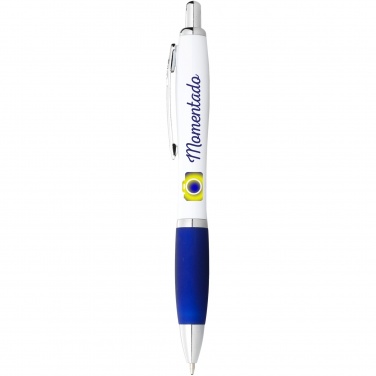 Logo trade advertising product photo of: Nash ballpoint pen white barrel and coloured grip