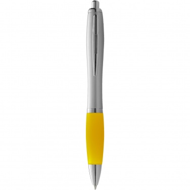 Logo trade corporate gift photo of: Nash ballpoint pen silver barrel and coloured grip