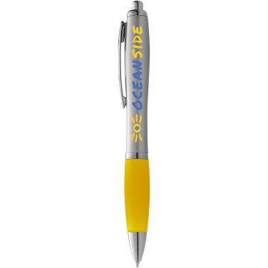 Logo trade promotional gifts image of: Nash ballpoint pen silver barrel and coloured grip