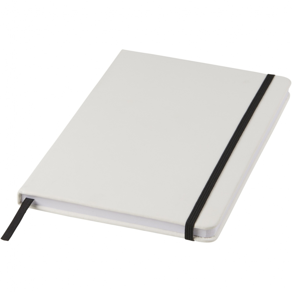 Logo trade corporate gift photo of: Spectrum A5 white notebook with coloured strap