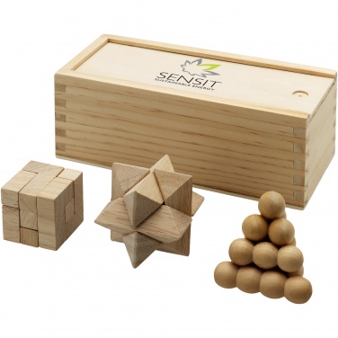 Logo trade corporate gifts picture of: Brainiac 3-piece wooden brain teaser set