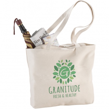 Logo trade business gift photo of: Ningbo 320 g/m² zippered cotton tote bag 15L