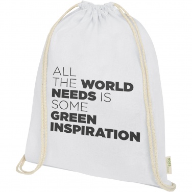 Logo trade promotional gift photo of: Orissa 100 g/m² organic cotton drawstring bag 5L