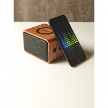 Logotrade advertising products photo of: Wooden 3W speaker with wireless charging pad