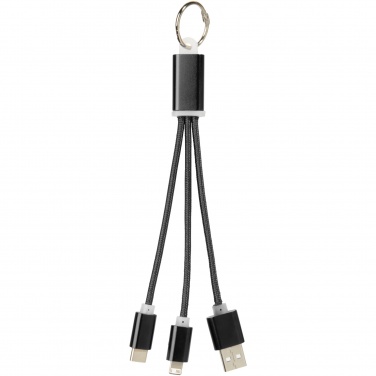 Logotrade promotional item image of: Metal 3-in-1 charging cable with keychain
