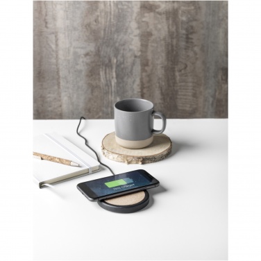 Logo trade advertising products image of: Kivi 10W limestone/cork wireless charging pad