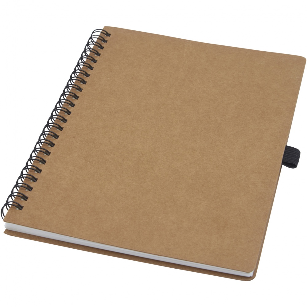 Logo trade promotional product photo of: Cobble A5 wire-o recycled cardboard notebook with stone paper
