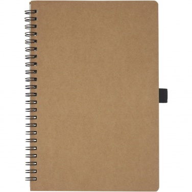 Logo trade promotional gifts image of: Cobble A5 wire-o recycled cardboard notebook with stone paper