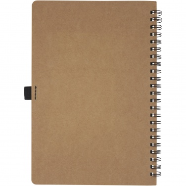 Logo trade advertising products image of: Cobble A5 wire-o recycled cardboard notebook with stone paper