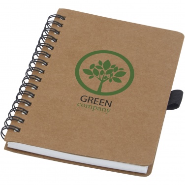 Logo trade advertising products image of: Cobble A6 wire-o recycled cardboard notebook with stone paper