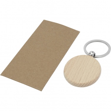 Logo trade corporate gift photo of: Giovanni beech wood round keychain