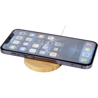 Logotrade promotional gift image of: Atra 10W bamboo magnetic wireless charging pad