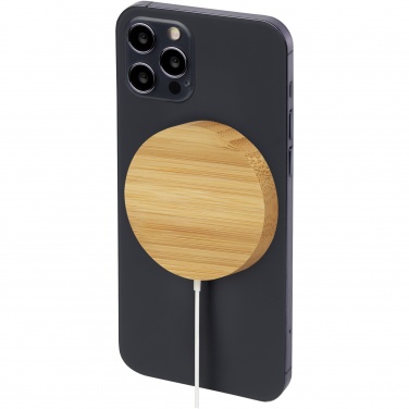 Logo trade promotional gifts image of: Atra 10W bamboo magnetic wireless charging pad