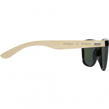 Logo trade promotional merchandise picture of: Taiyō rPET/bamboo mirrored polarized sunglasses in gift box