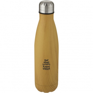 Logo trade promotional gifts image of: Cove 500 ml vacuum insulated stainless steel bottle with wood print
