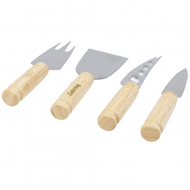 Logo trade corporate gifts picture of: Cheds 4-piece bamboo cheese set