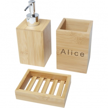 Logo trade promotional merchandise image of: Hedon 3-piece bamboo bathroom set