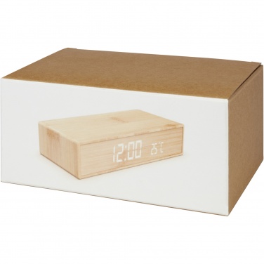 Logo trade business gift photo of: Minata bamboo wireless charger with clock