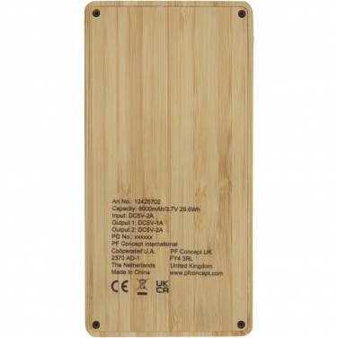 Logo trade advertising products image of: Alata 8000 mAh bamboo solar power bank
