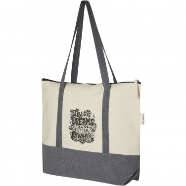 Logo trade advertising product photo of: Repose 320 g/m² recycled cotton zippered tote bag 10L