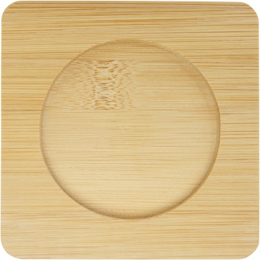 Logo trade business gifts image of: Manti 2-piece 250 ml double-wall glass cup with bamboo coaster 