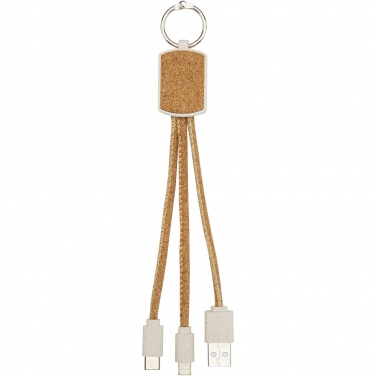 Logotrade promotional product image of: Bates wheat straw and cork 3-in-1 charging cable