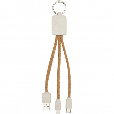 Logo trade promotional product photo of: Bates wheat straw and cork 3-in-1 charging cable