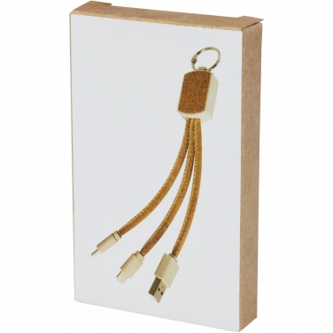 Logo trade corporate gifts image of: Bates wheat straw and cork 3-in-1 charging cable