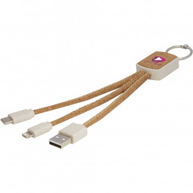 Logo trade promotional gifts picture of: Bates wheat straw and cork 3-in-1 charging cable